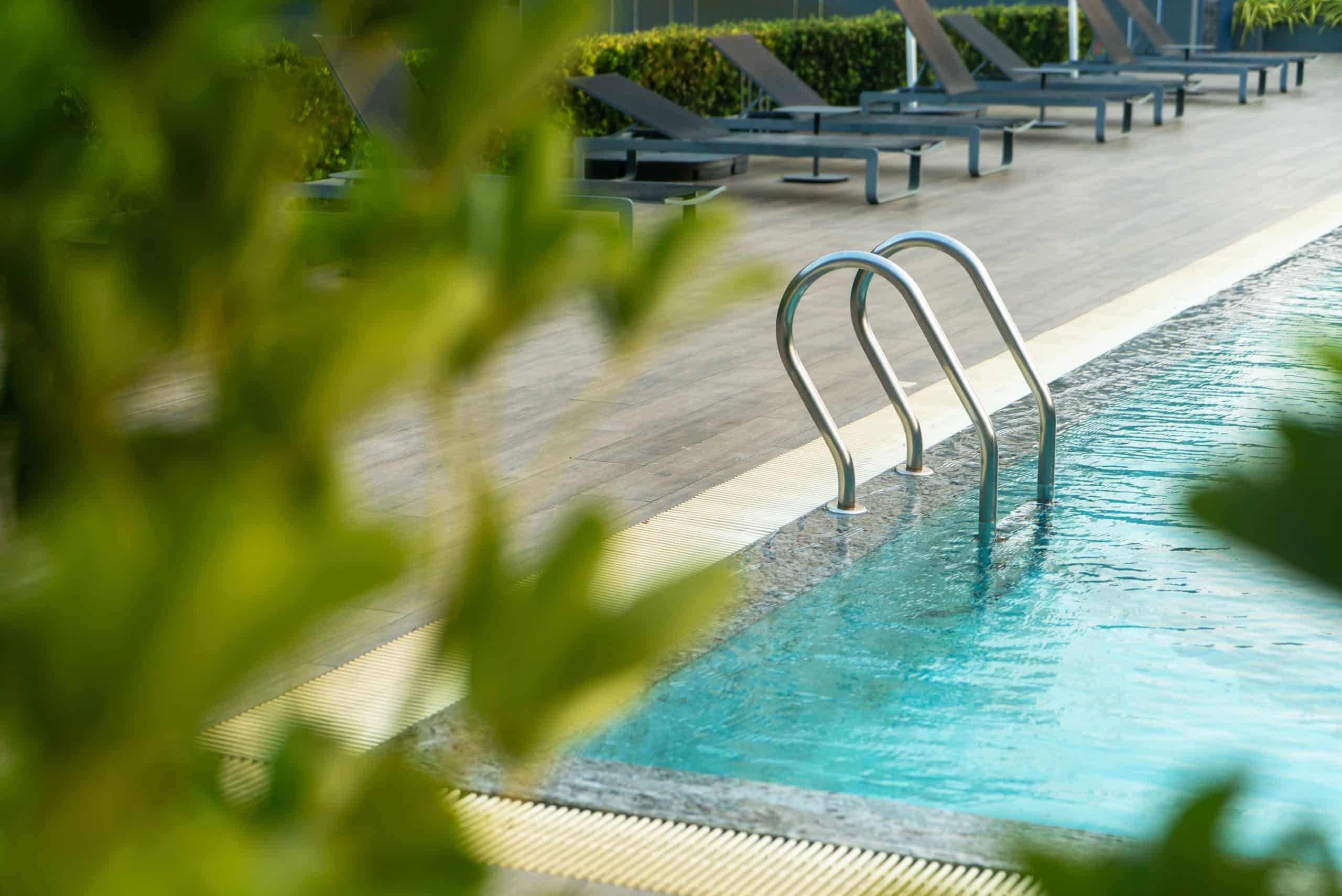 Pool side with chairs